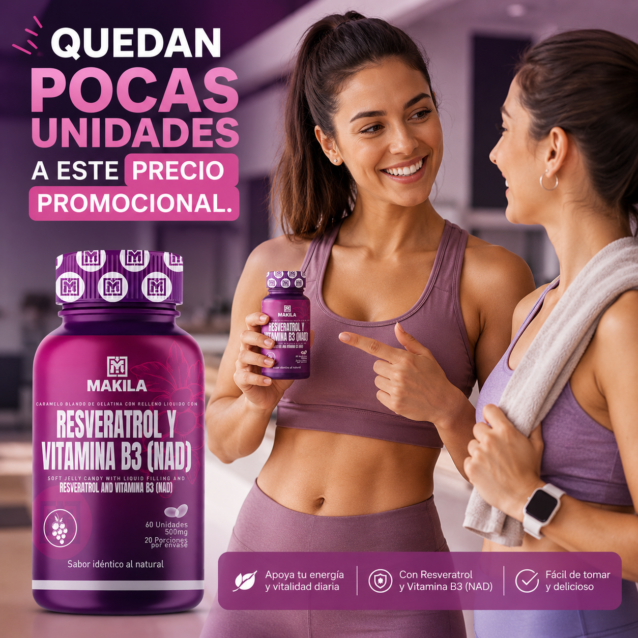 🔥 PROMO - RESVERATROL CON VITAMINA B3 PLUS 60 CÁPSULAS 500mg  | PRECURSOR NAD+ Y COMPLEJO 💊